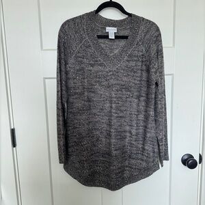 Women's Gray V-Neck Sweater Sequin